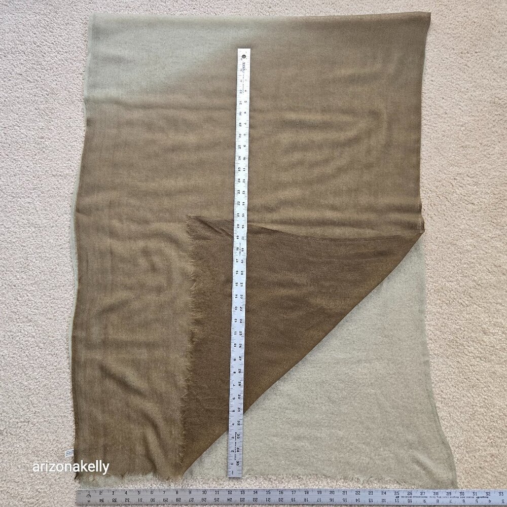 Lightweight Cashmere Scarf/Wrap Sage Green to Olive-Brown